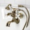 Kingston Brass Tub Wall Mount Clawfoot Tub Faucet with Hand Shower, Antique Brass KS225PXAB - alternate 3